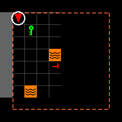 AgentConeCamera: only the forward wedge of the room in front of the agent is visible