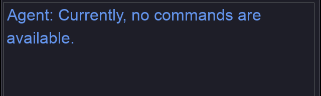 Chat panel: Currently, no commands are available.